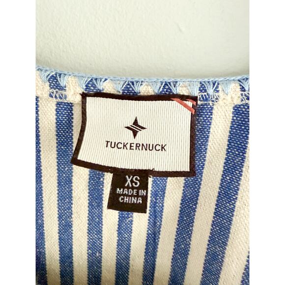 Tuckernuck | Blue Stripe Mini Sullivan Embroidered Canvas Caftan | Sz XS - Picture 6 of 10